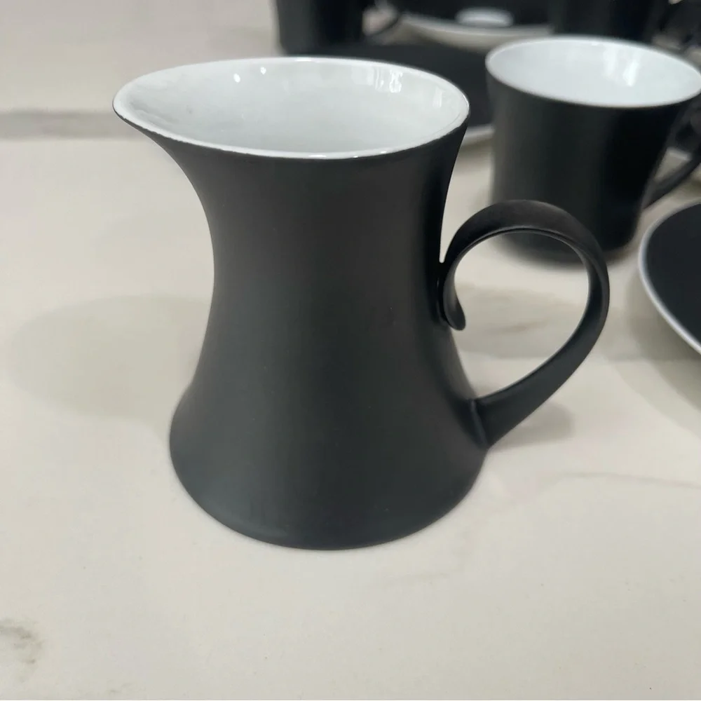 Espana Noche Block Bidasoa Black Matte Coffee Tea Set Vintage 25 Piece Set - Picture 8 of 16